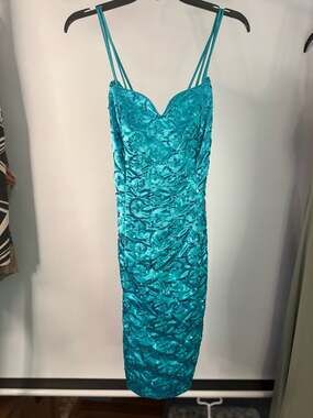 VintageJessica McClintock Gunne Sax Teal Turquoise Sequin Cocktail Dress Sz 7/8